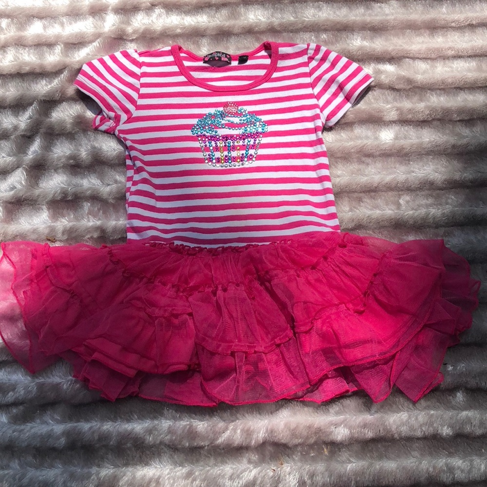 Girl cupcake dress with attached tutu